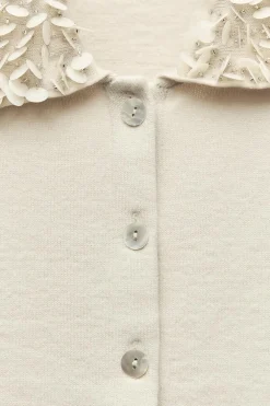 ZARA Cardigan / Camisolas|Malha^CASACO DE MALHA COM MISSANGAS E LÃ Cru