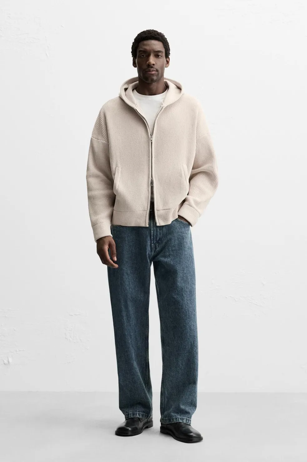 ZARA Camisola / Casacos|Sweatshirts^CASACO DE MALHA COM TEXTURA ESTRUTURADA Bege-claro