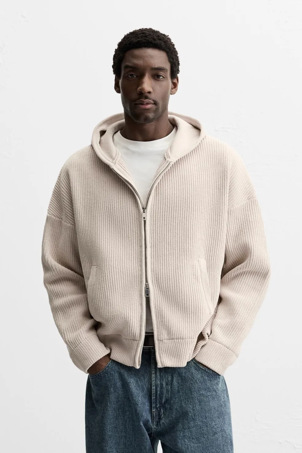ZARA Camisola / Casacos|Sweatshirts^CASACO DE MALHA COM TEXTURA ESTRUTURADA Bege-claro