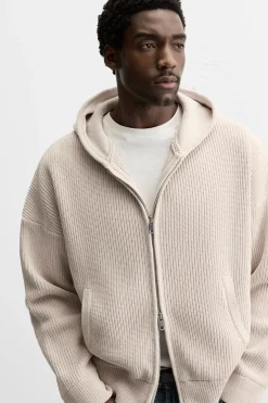 ZARA Camisola / Casacos|Sweatshirts^CASACO DE MALHA COM TEXTURA ESTRUTURADA Bege-claro