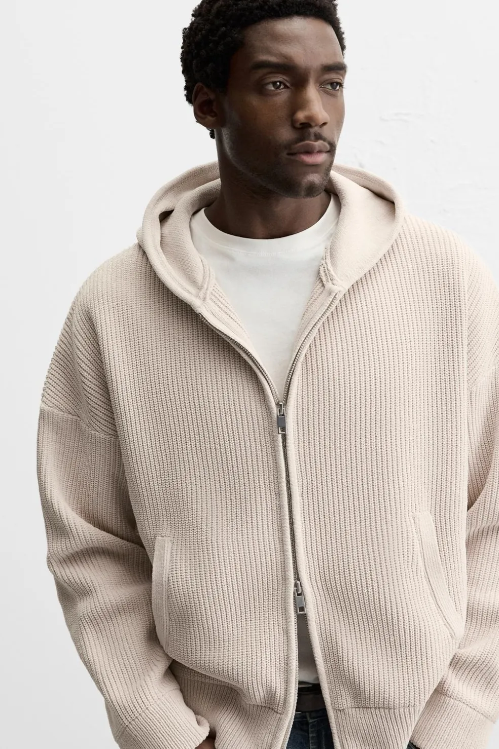 ZARA Camisola / Casacos|Sweatshirts^CASACO DE MALHA COM TEXTURA ESTRUTURADA Bege-claro