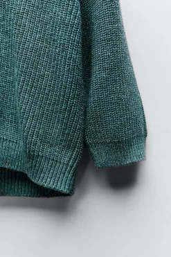 CASACO DE MALHA EM V-ZARA Cheap