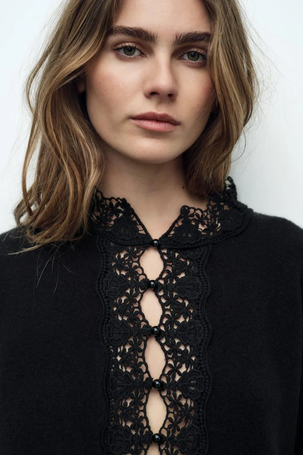 ZARA Cardigan / Camisolas|Malha^CASACO DE MALHA MANGA LARGA Preto