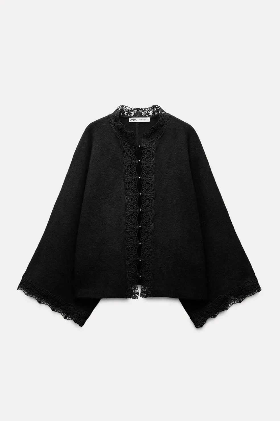ZARA Cardigan / Camisolas|Malha^CASACO DE MALHA MANGA LARGA Preto