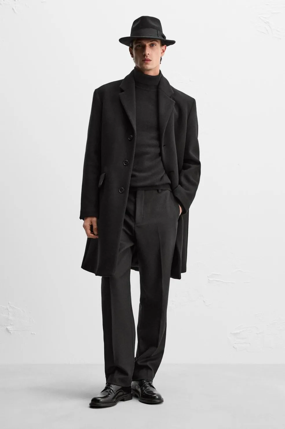 ZARA Vestuário De Inverno|Sobretudos / Gabardinas^CASACO DE MISTURA DE LÃ MANTECO Preto