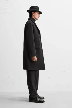 ZARA Vestuário De Inverno|Sobretudos / Gabardinas^CASACO DE MISTURA DE LÃ MANTECO Preto