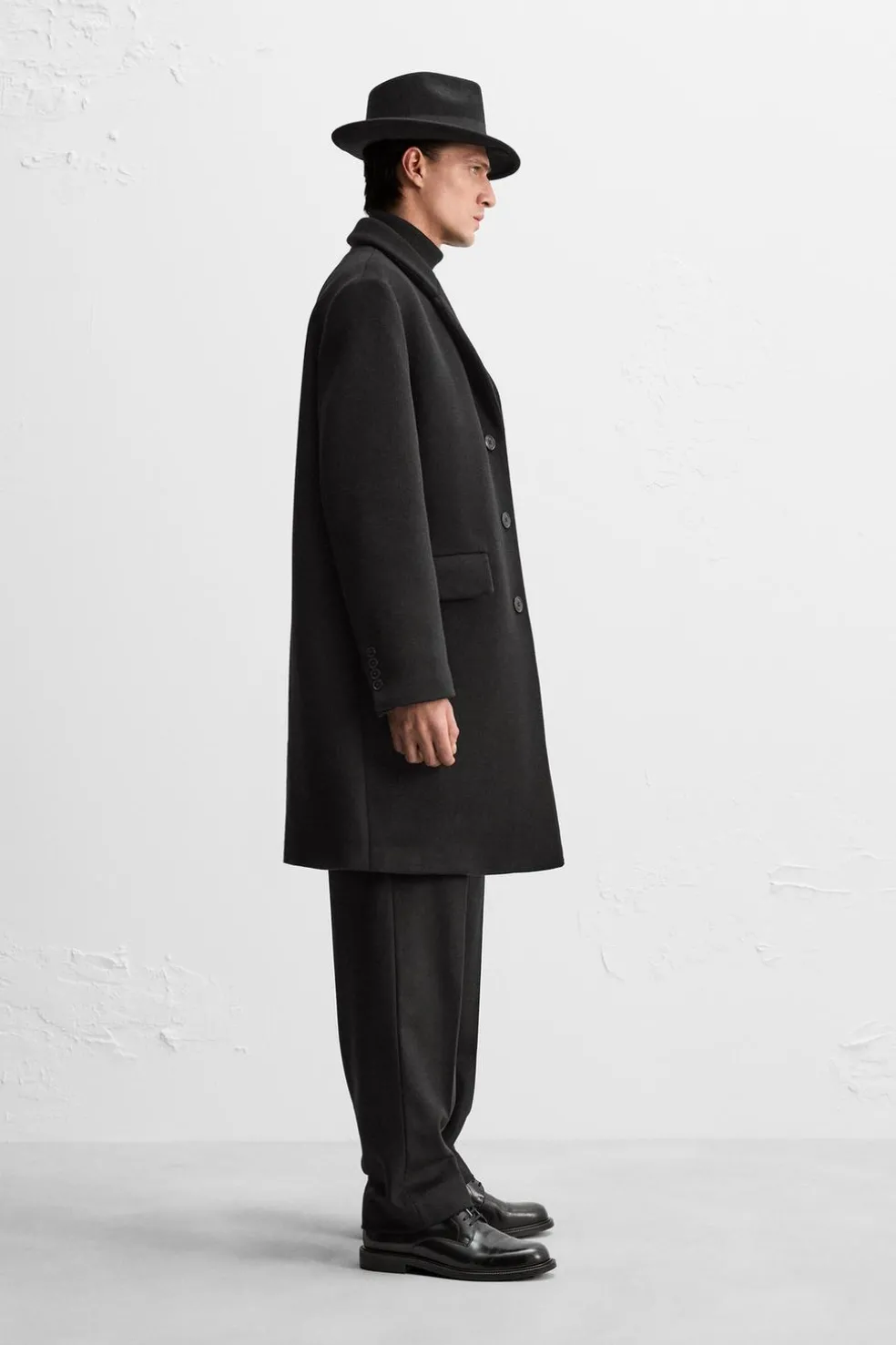 ZARA Vestuário De Inverno|Sobretudos / Gabardinas^CASACO DE MISTURA DE LÃ MANTECO Preto