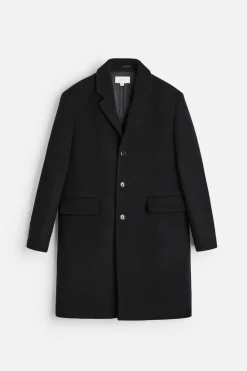 ZARA Vestuário De Inverno|Sobretudos / Gabardinas^CASACO DE MISTURA DE LÃ MANTECO Preto
