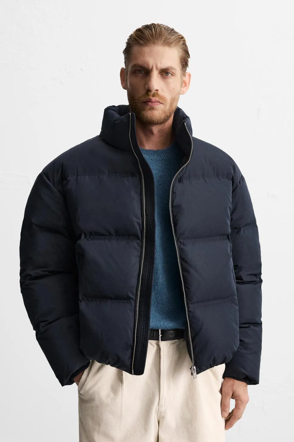 ZARA Vestuário De Inverno|Blusões^CASACO DE PENAS 100% PENAS Azul-marinho