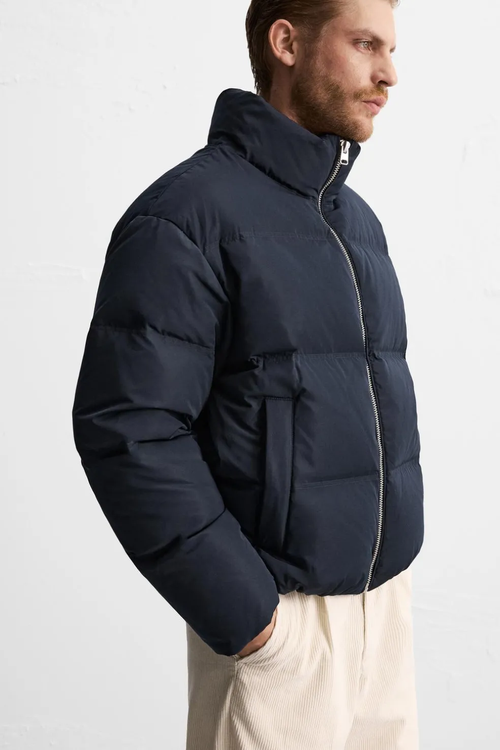 ZARA Vestuário De Inverno|Blusões^CASACO DE PENAS 100% PENAS Azul-marinho