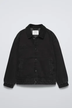 CASACO DENIM BORDADO-ZARA Outlet