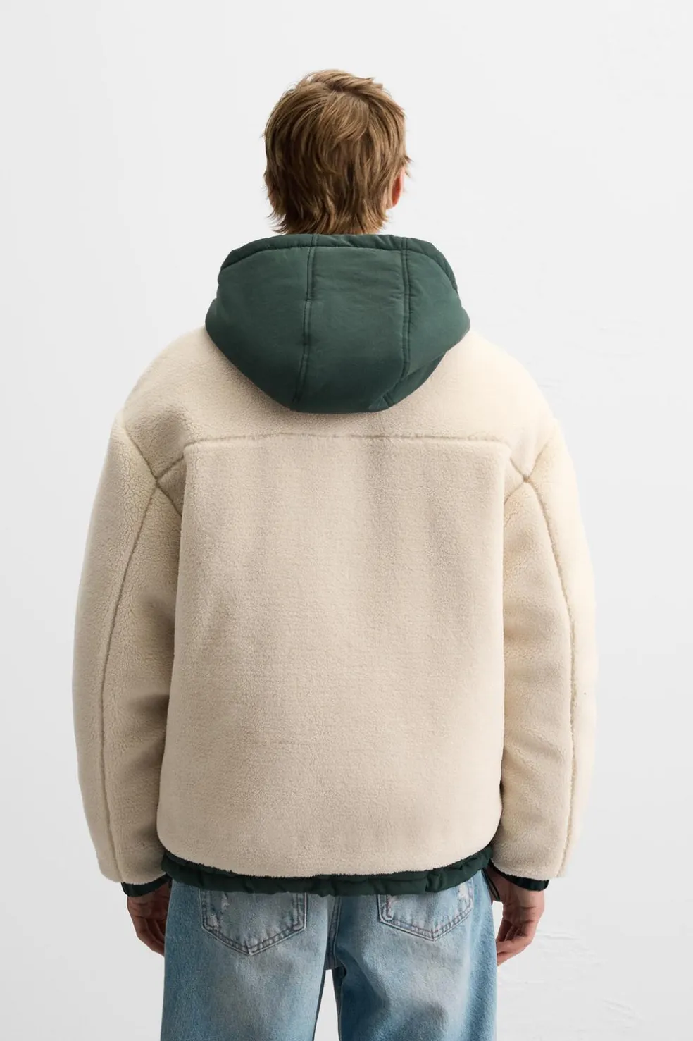 ZARA Vestuário De Inverno|Blusões^CASACO EFEITO DE PELO ENCARACOLADO COMBINADO Branco-marfim