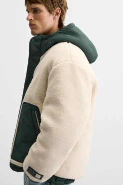 ZARA Vestuário De Inverno|Blusões^CASACO EFEITO DE PELO ENCARACOLADO COMBINADO Branco-marfim