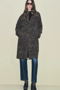 ZARA Sobretudos / Anoraques^CASACO ESTAMPADO ANIMAL MISTURA LÃ ZW COLLECTION Leopardo