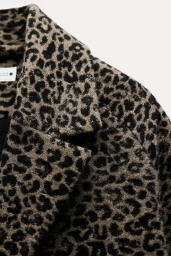 ZARA Sobretudos / Anoraques^CASACO ESTAMPADO ANIMAL MISTURA LÃ ZW COLLECTION Leopardo