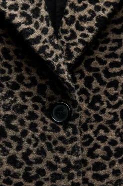 ZARA Sobretudos / Anoraques^CASACO ESTAMPADO ANIMAL MISTURA LÃ ZW COLLECTION Leopardo