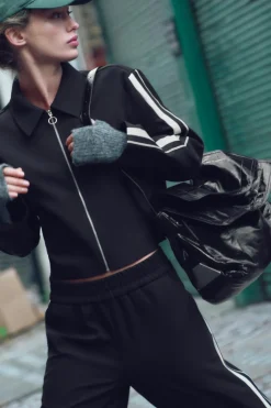 ZARA Winter Layersnew|Blusões^CASACO FAIXA LATERAL Preto