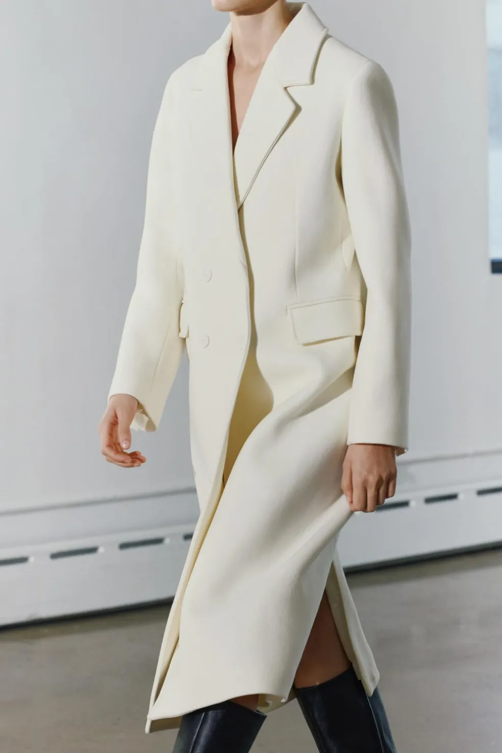 ZARA Sobretudos / Anoraques^CASACO JUSTO MISTURA DE LÃ MANTECO ZW COLLECTION Branco