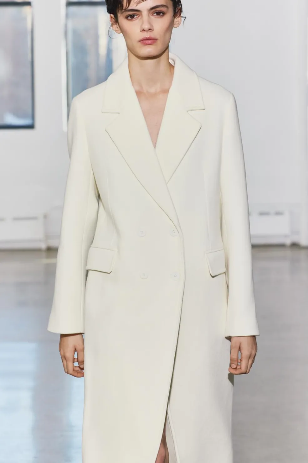 ZARA Sobretudos / Anoraques^CASACO JUSTO MISTURA DE LÃ MANTECO ZW COLLECTION Branco