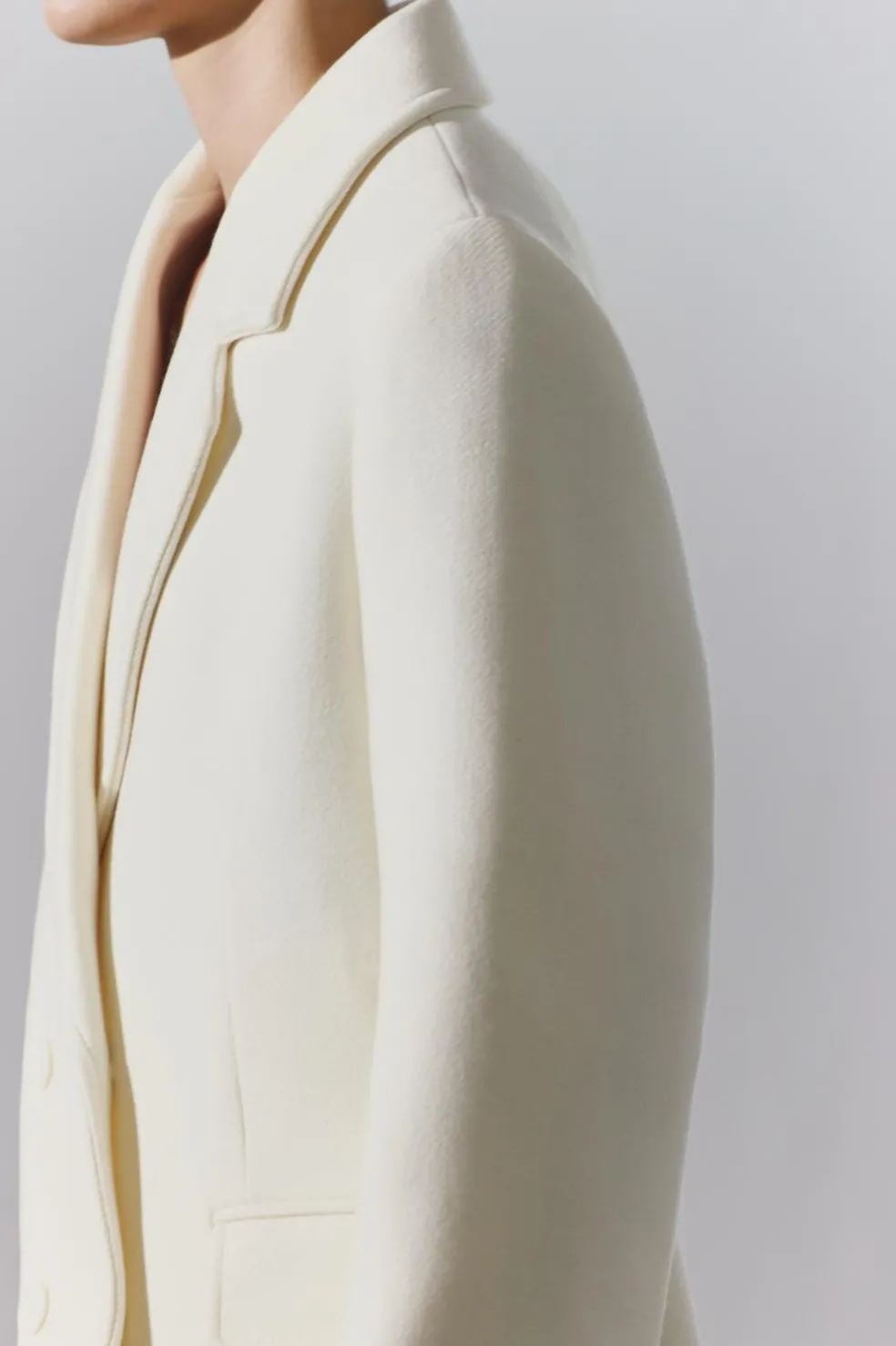ZARA Sobretudos / Anoraques^CASACO JUSTO MISTURA DE LÃ MANTECO ZW COLLECTION Branco