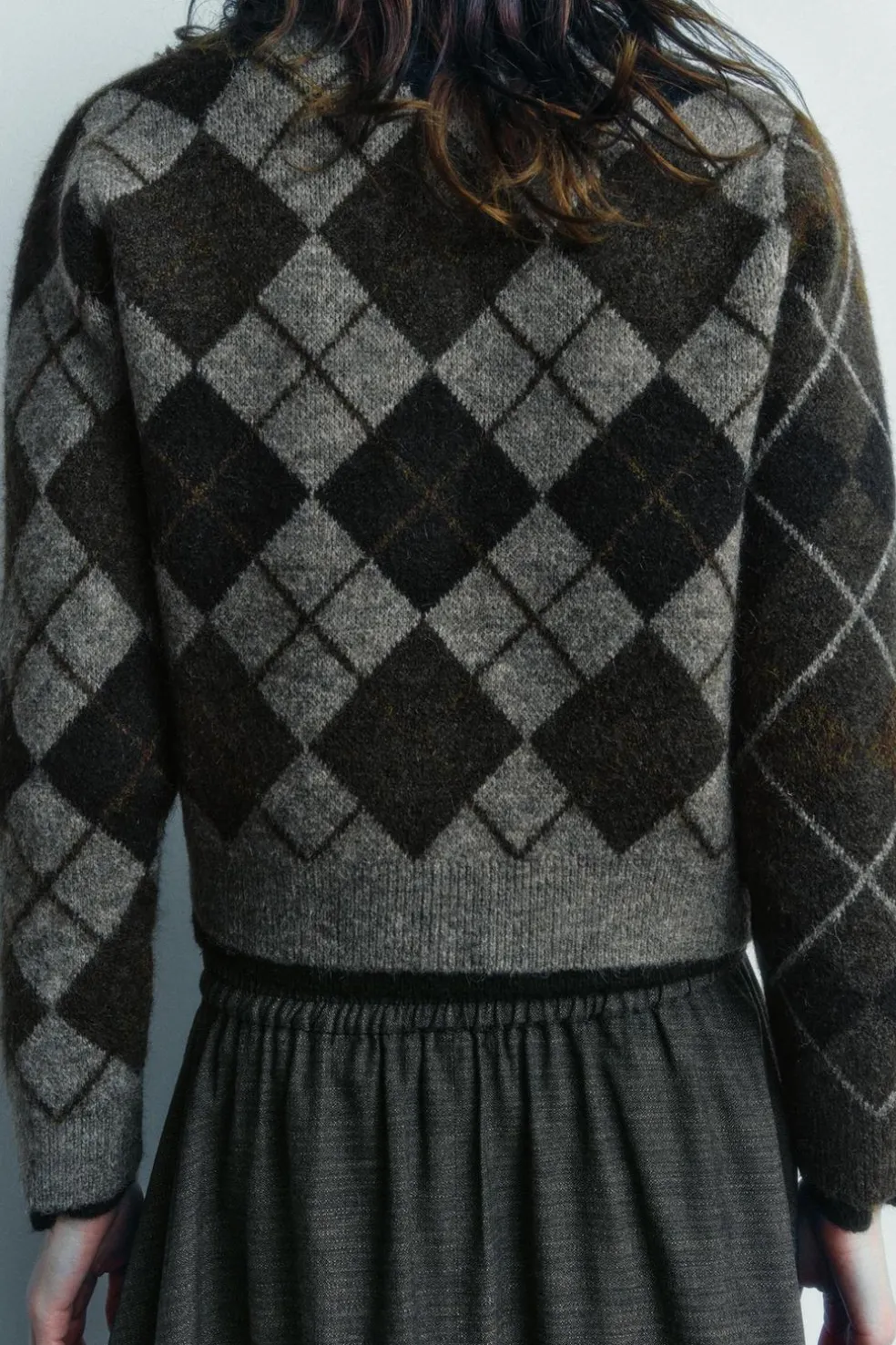 ZARA Cardigan / Camisolas|Malha^CASACO MALHA LOSANGOS Castanho