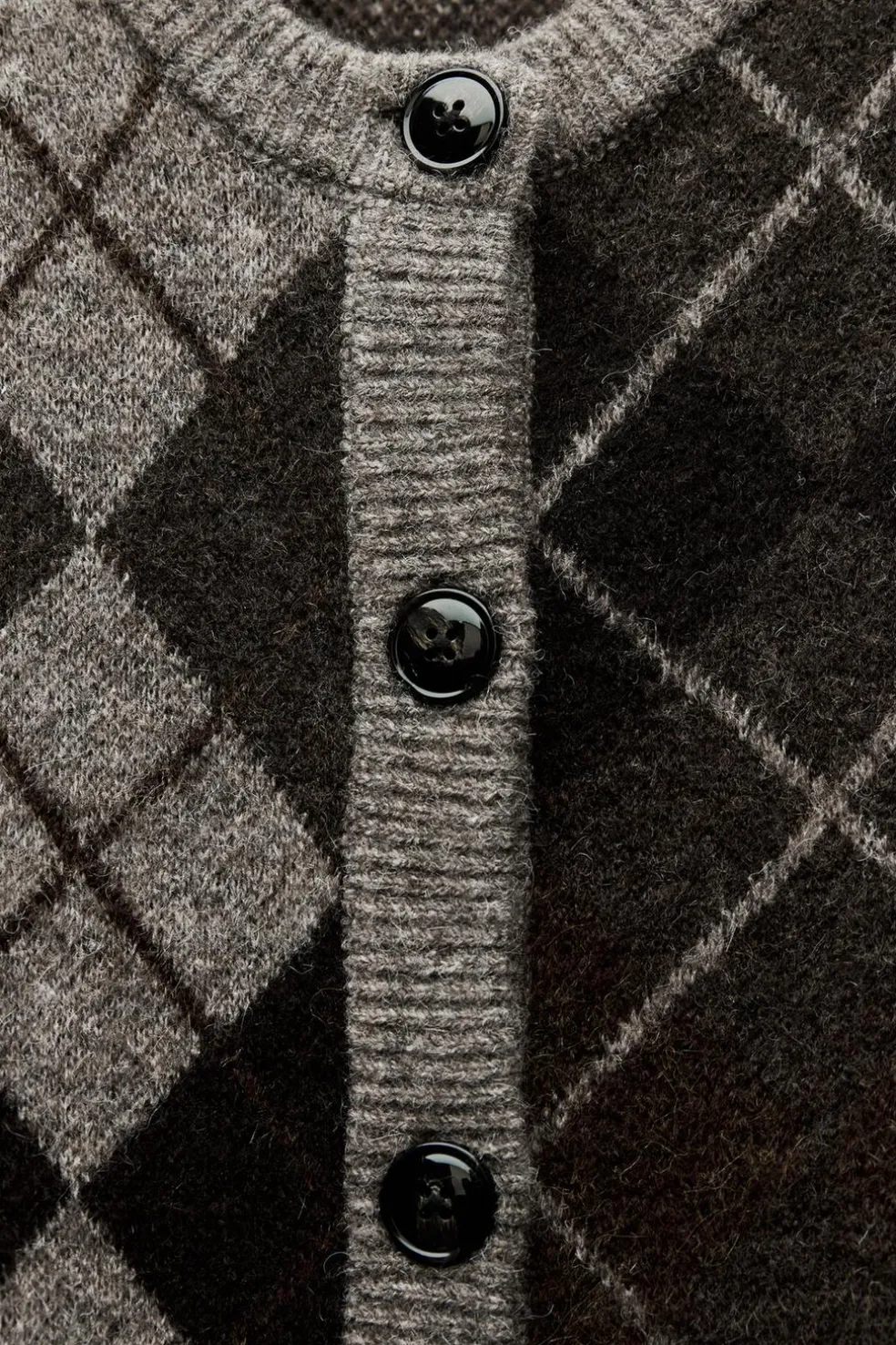 ZARA Cardigan / Camisolas|Malha^CASACO MALHA LOSANGOS Castanho