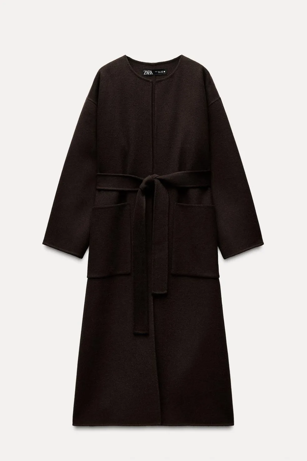 ZARA Sobretudos / Anoraques^CASACO MISTURA LÃ CINTO ZW COLLECTION Castanho-vigoré