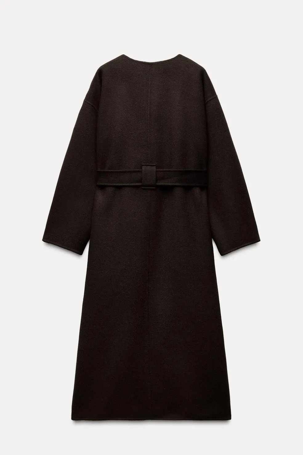 ZARA Sobretudos / Anoraques^CASACO MISTURA LÃ CINTO ZW COLLECTION Castanho-vigoré