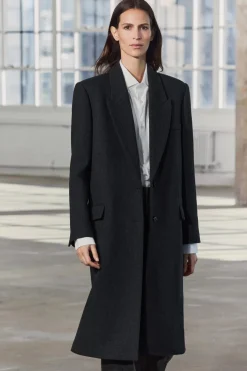 ZARA Sobretudos / Anoraques^CASACO OVERSIZE COM MISTURA DE LÃ ZW COLLECTION Cinzento-antracite