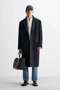 ZARA Vestuário De Inverno|Sobretudos / Gabardinas^CASACO OVERSIZED FIT Azul-marinho