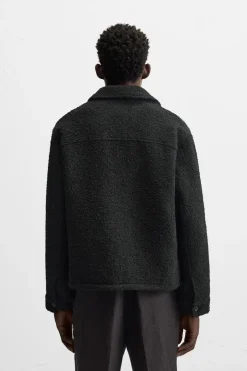 ZARA Vestuário De Inverno|Blusões^CASACO TEXTURA BOUCLÉ Preto