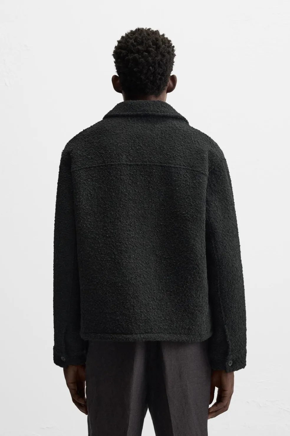 ZARA Vestuário De Inverno|Blusões^CASACO TEXTURA BOUCLÉ Preto
