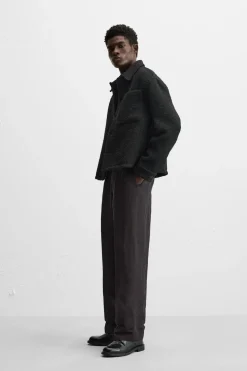 ZARA Vestuário De Inverno|Blusões^CASACO TEXTURA BOUCLÉ Preto