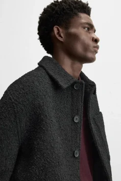 ZARA Vestuário De Inverno|Blusões^CASACO TEXTURA BOUCLÉ Preto