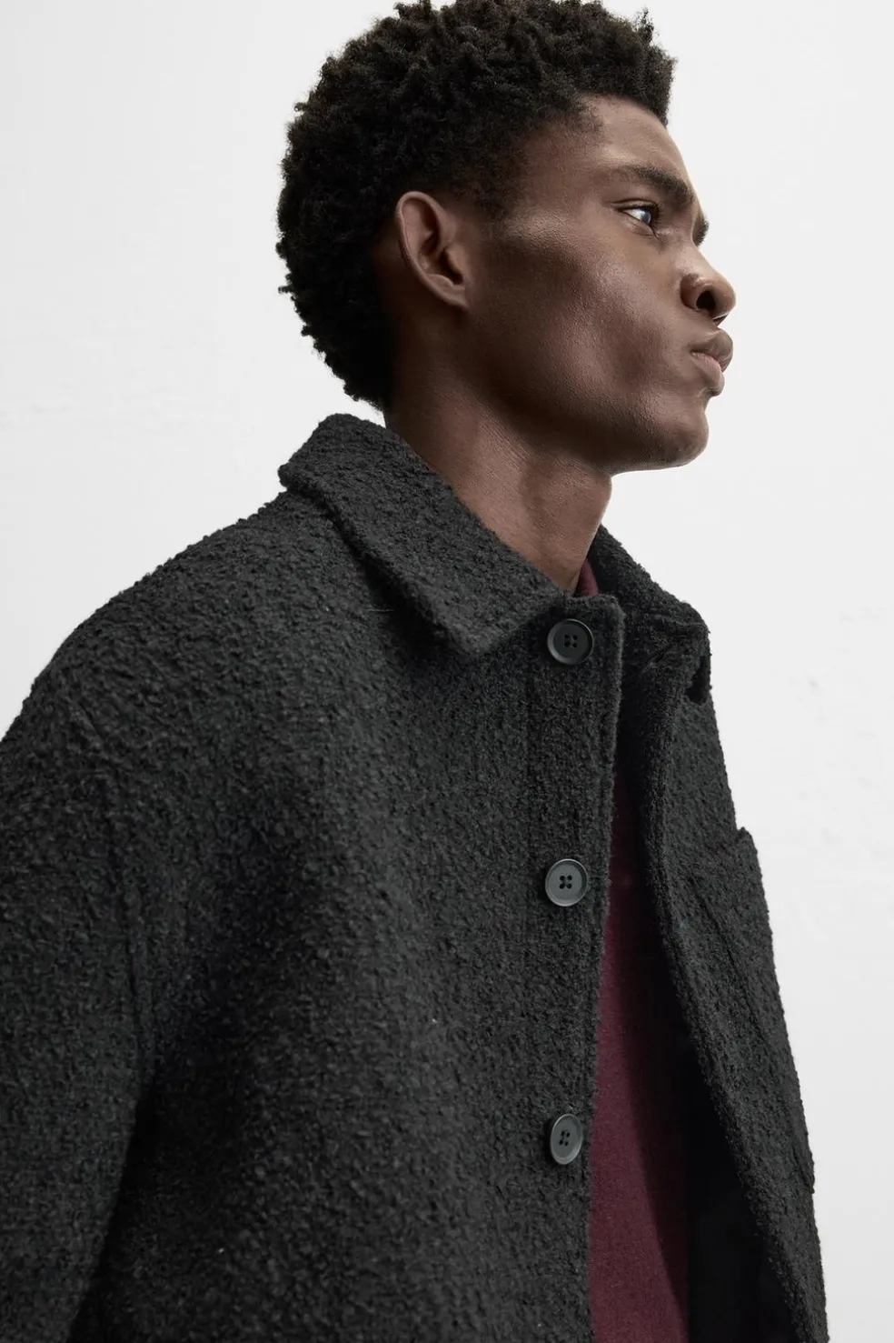 ZARA Vestuário De Inverno|Blusões^CASACO TEXTURA BOUCLÉ Preto