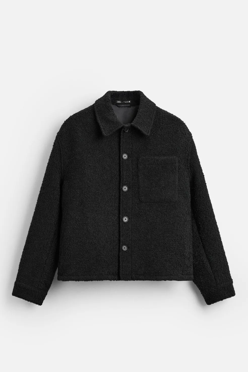 ZARA Vestuário De Inverno|Blusões^CASACO TEXTURA BOUCLÉ Preto
