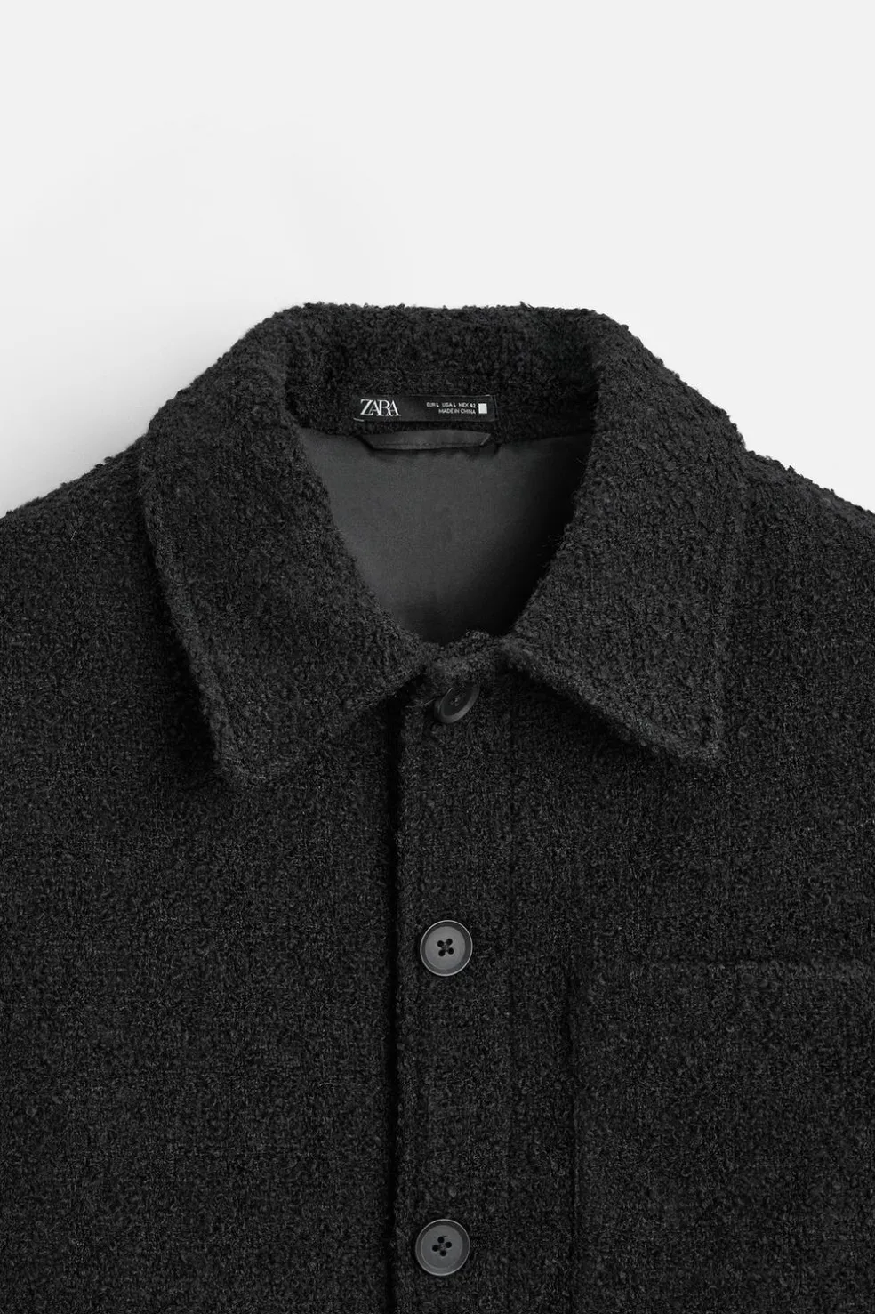 ZARA Vestuário De Inverno|Blusões^CASACO TEXTURA BOUCLÉ Preto