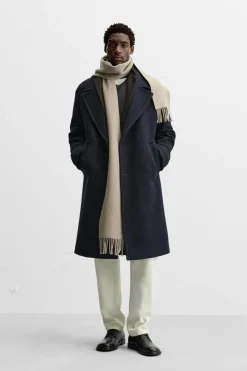 ZARA Vestuário De Inverno|Sobretudos / Gabardinas^CASACO TEXTURA MISTURA DE LÃ Azul-marinho