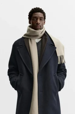 ZARA Vestuário De Inverno|Sobretudos / Gabardinas^CASACO TEXTURA MISTURA DE LÃ Azul-marinho