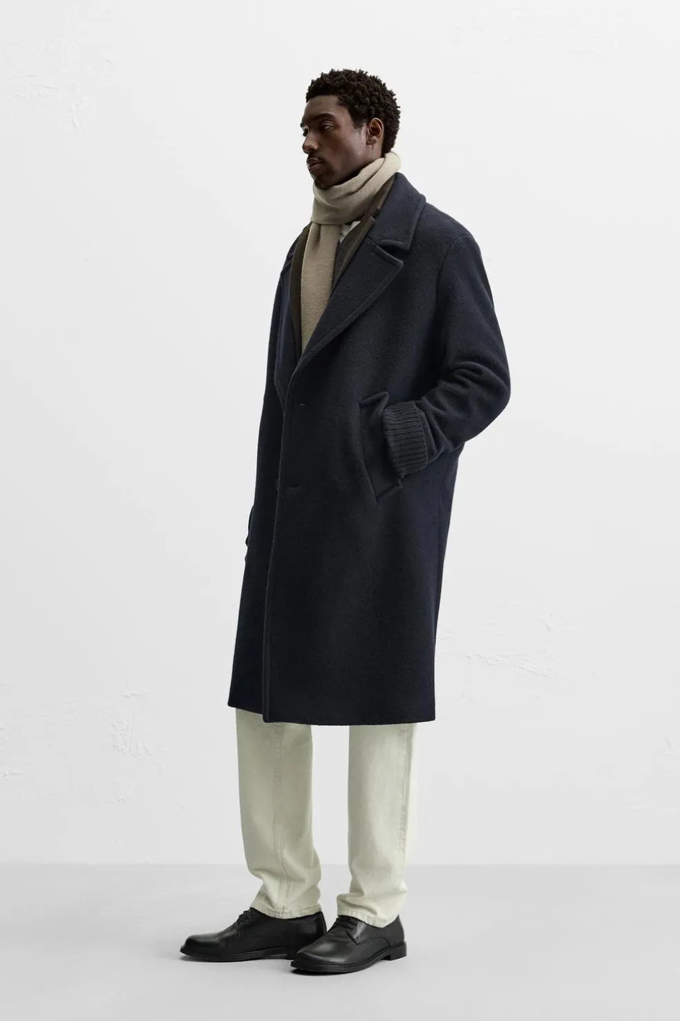 ZARA Vestuário De Inverno|Sobretudos / Gabardinas^CASACO TEXTURA MISTURA DE LÃ Azul-marinho