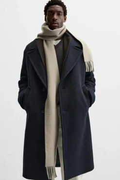 ZARA Vestuário De Inverno|Sobretudos / Gabardinas^CASACO TEXTURA MISTURA DE LÃ Azul-marinho