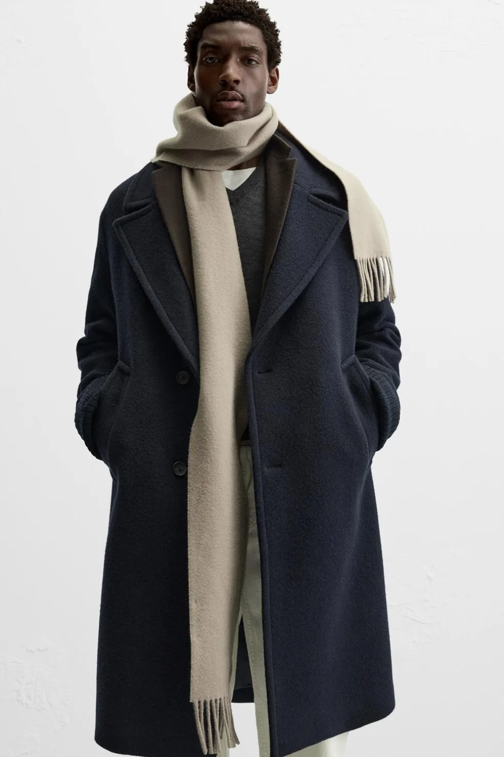 ZARA Vestuário De Inverno|Sobretudos / Gabardinas^CASACO TEXTURA MISTURA DE LÃ Azul-marinho