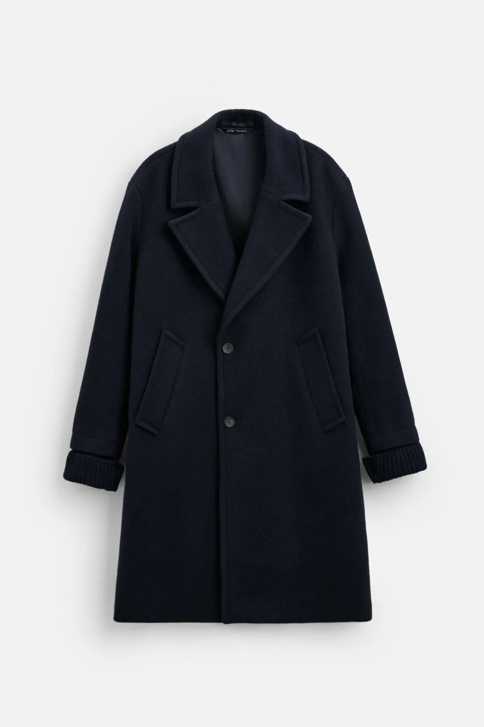 ZARA Vestuário De Inverno|Sobretudos / Gabardinas^CASACO TEXTURA MISTURA DE LÃ Azul-marinho