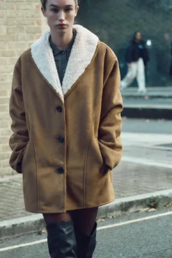 ZARA Winter Layersnew|Sobretudos / Anoraques^CASACO TRÊS QUARTOS DE DUPLA FACE torrado