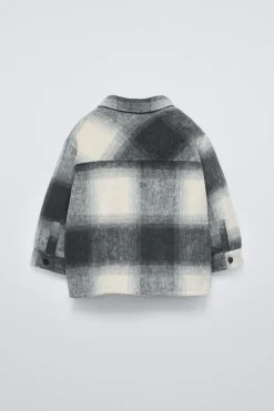 CASACO XADREZ FORRO COM EFEITO DE PELO ENCARACOLADO-ZARA Fashion