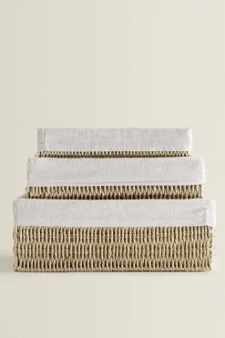 ZARA Lavandarias / Limpeza|Lavandarias / Limpeza^CESTA RETANGULAR TECIDO INTERIOR Bege-claro