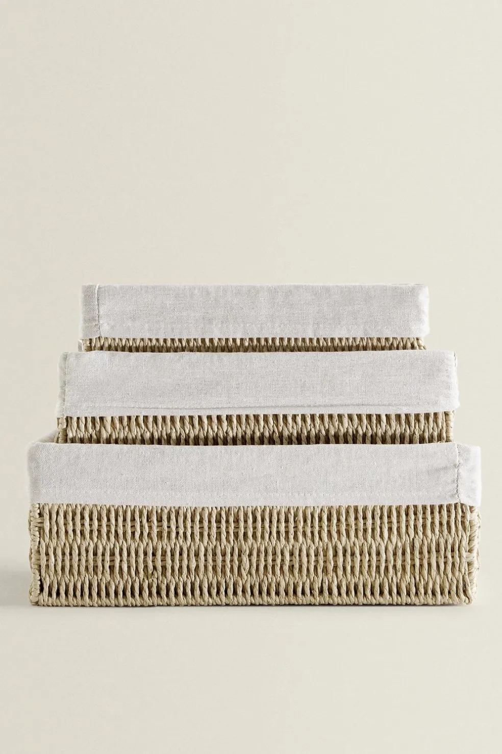 ZARA Lavandarias / Limpeza|Lavandarias / Limpeza^CESTA RETANGULAR TECIDO INTERIOR Bege-claro