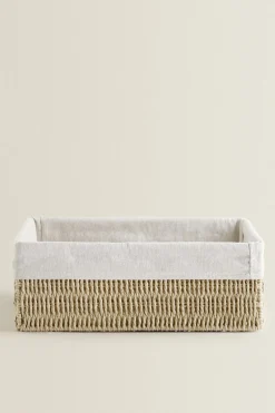 ZARA Lavandarias / Limpeza|Lavandarias / Limpeza^CESTA RETANGULAR TECIDO INTERIOR Bege-claro
