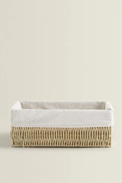 ZARA Lavandarias / Limpeza|Lavandarias / Limpeza^CESTA RETANGULAR TECIDO INTERIOR Bege-claro