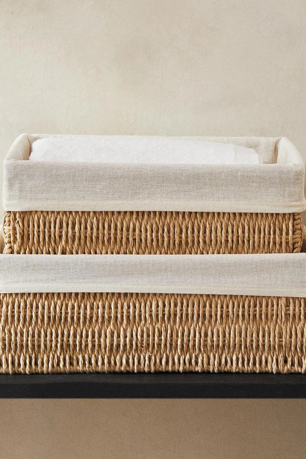 ZARA Lavandarias / Limpeza|Lavandarias / Limpeza^CESTA RETANGULAR TECIDO INTERIOR Bege-claro